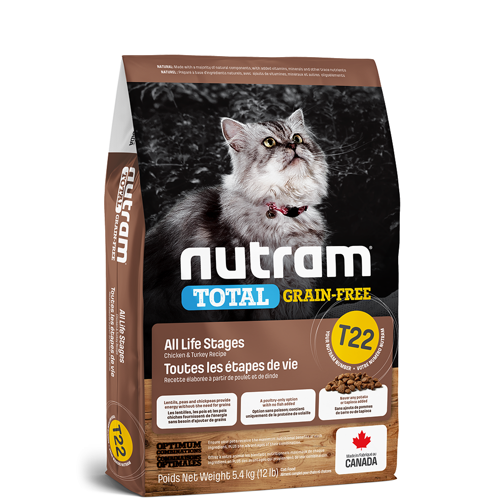 Recette de poulet et dinde sans grains Nutram T22 Total - Nourriture pour chats