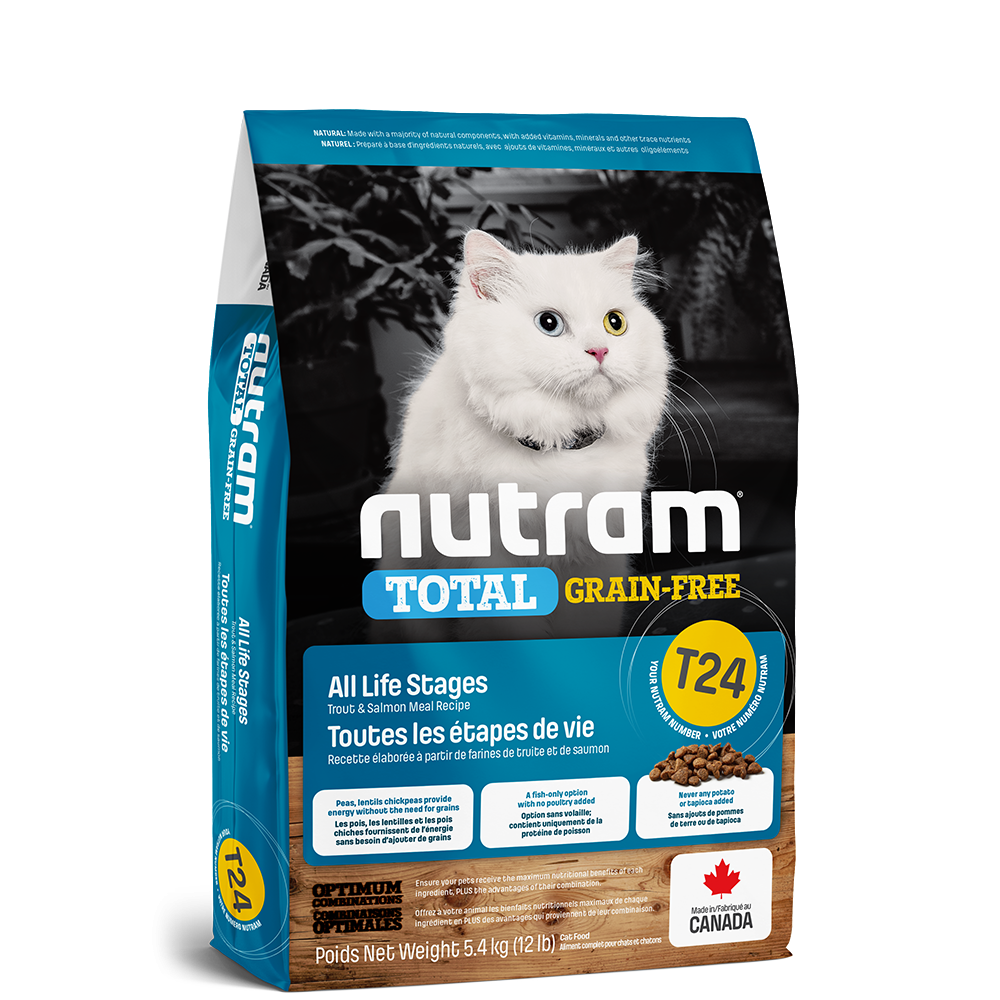 Recette de repas Nutram T24 Total Truite et Saumon sans grains - Nourriture pour chats
