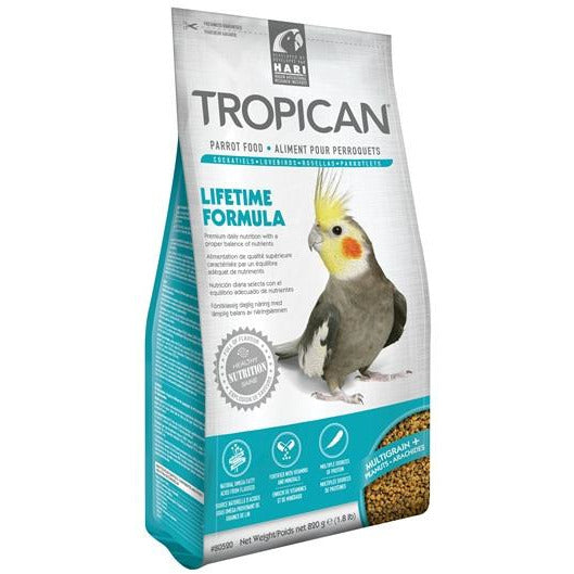 Granules de formule à vie Tropican pour cockatiels - 820 g